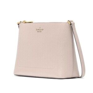 New Kate Spade Leila Crossbody Pebble Leather Cozy Grey (light beige)
